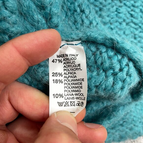 J&S Millenium Acrylic Alpaca Pullover Sweater Women Medium teal Green Fuzzy Knit - Picture 7 of 12